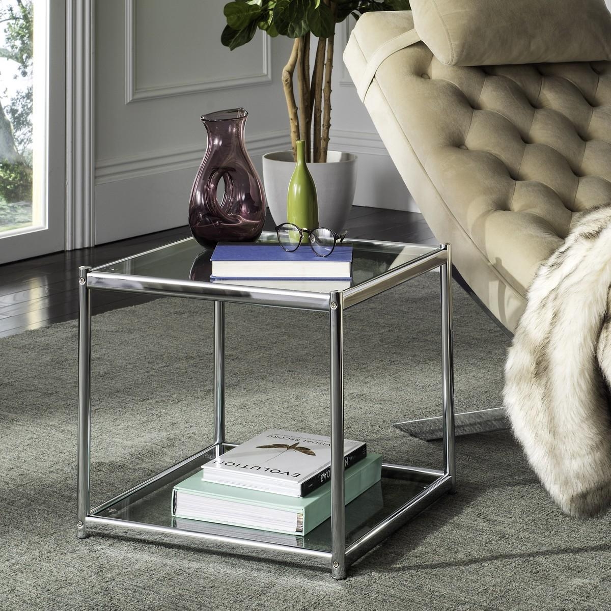 Lilias Glass End Table - Chrome - Safavieh - Image 1