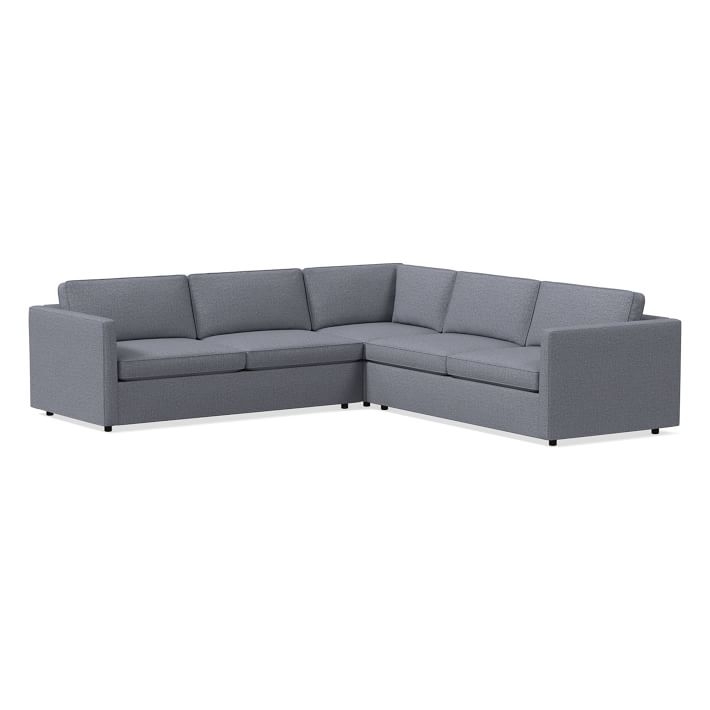 Harris Sectional Set 14: Left Arm 75" Sofa, Corner, Right Arm 75" Sofa, Poly, Yarn Dyed Linen Weave, Shelter Blue, - Image 0