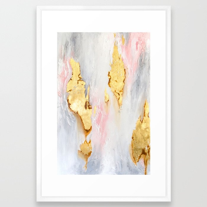 Abstract Gold Pink Gray Art Print - 26X38 - Image 0