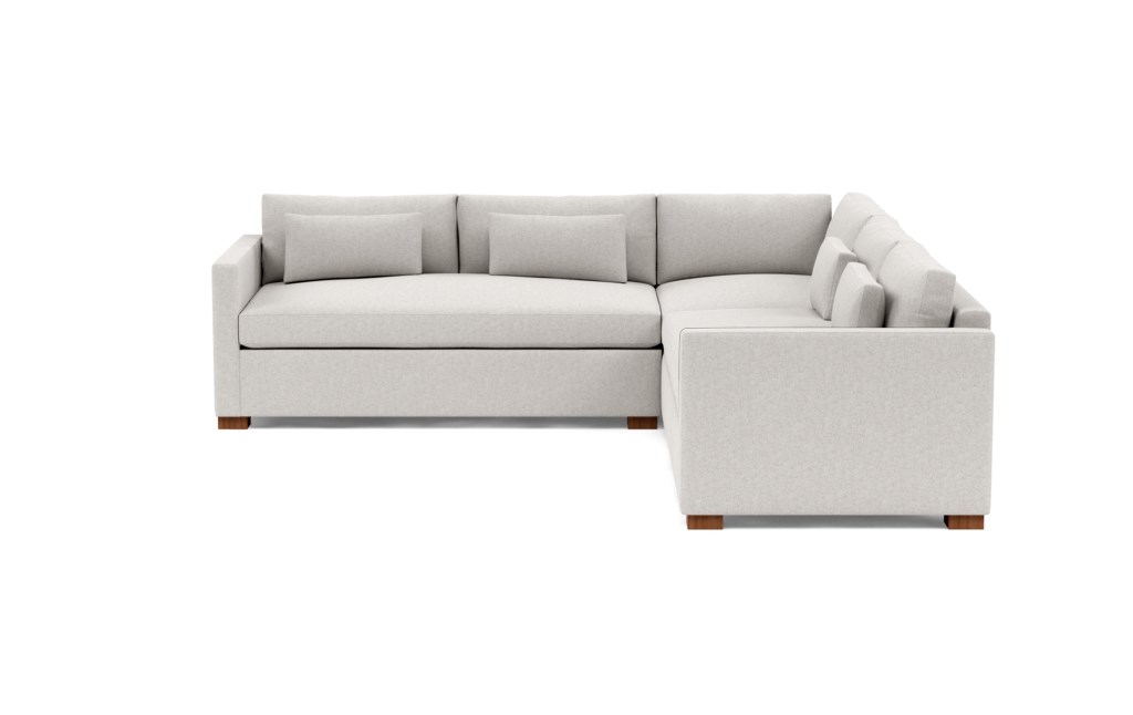 CHARLY Corner Sectional Sofa, Wheat Cross Weave with Oiled Walnut Block Leg - Image 0