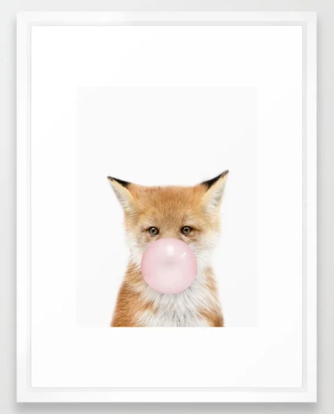 Bubble Gum Fox Framed Art Print - Image 0
