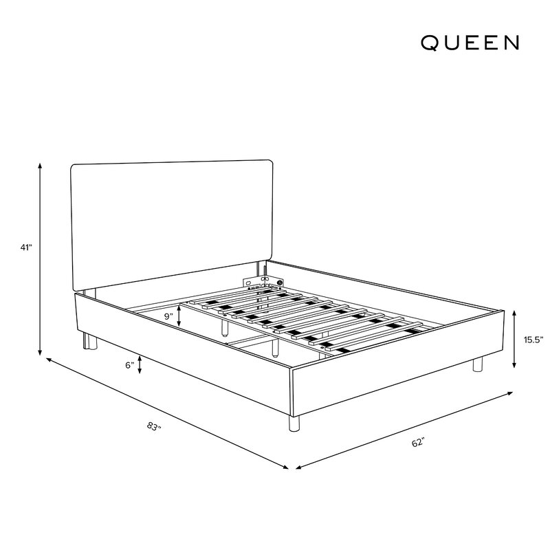 Omar Upholstered Low Profile Platform Bed - Image 1