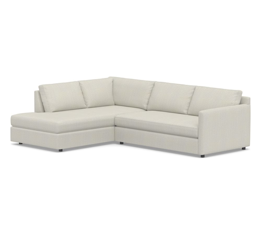 Pacifica Square Arm Upholstered Right Sofa Return Bumper Sectional, Polyester Wrapped Cushions, Performance Heathered Basketweave Dove - Image 0