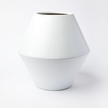 Modern Faceted Planter, White, 18" - Image 1