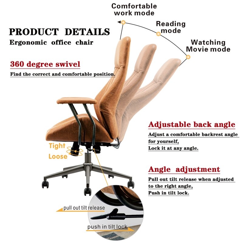 Suede Ergonomic Executive Office Chair - Image 6