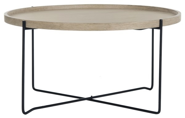 Auden Retro Mid Century Wood Accent Table - Light Oak/Black - Safavieh - Image 0