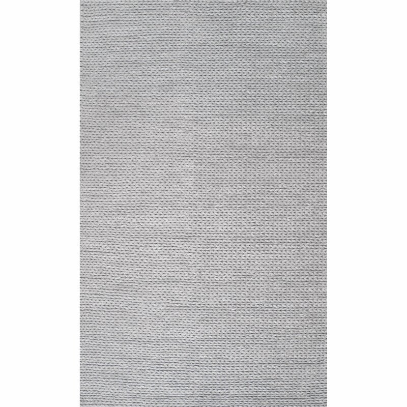 Makenzie Woolen Cable Hand-Woven Light Gray Area Rug - Image 1