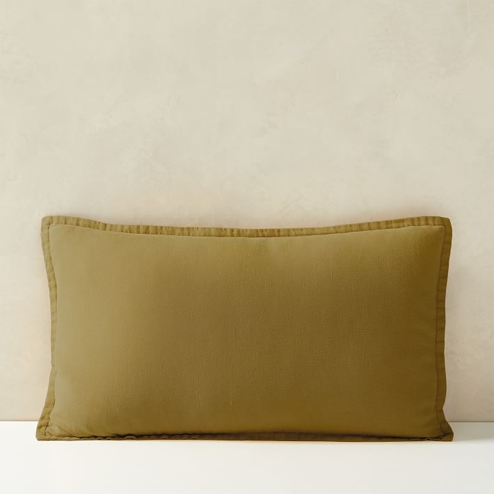 Belgian Flax Linen Lumbar Pillow Cover, Vintage Rose, Fiber Dye, 12"x21" - Image 0