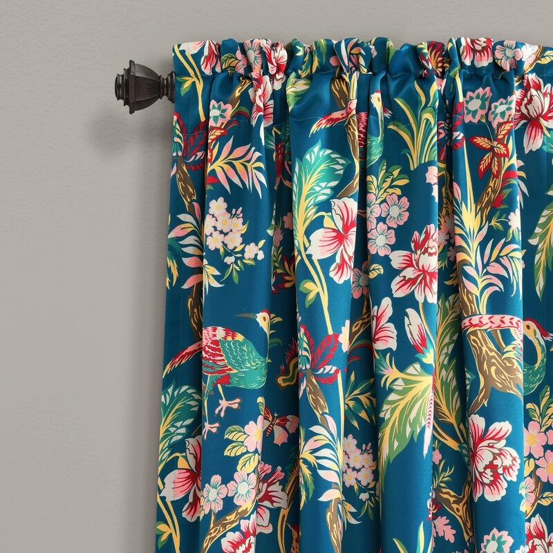 Panagia Floral Room Darkening Thermal Rod Pocket Curtain Panels Set of 2 - Image 1
