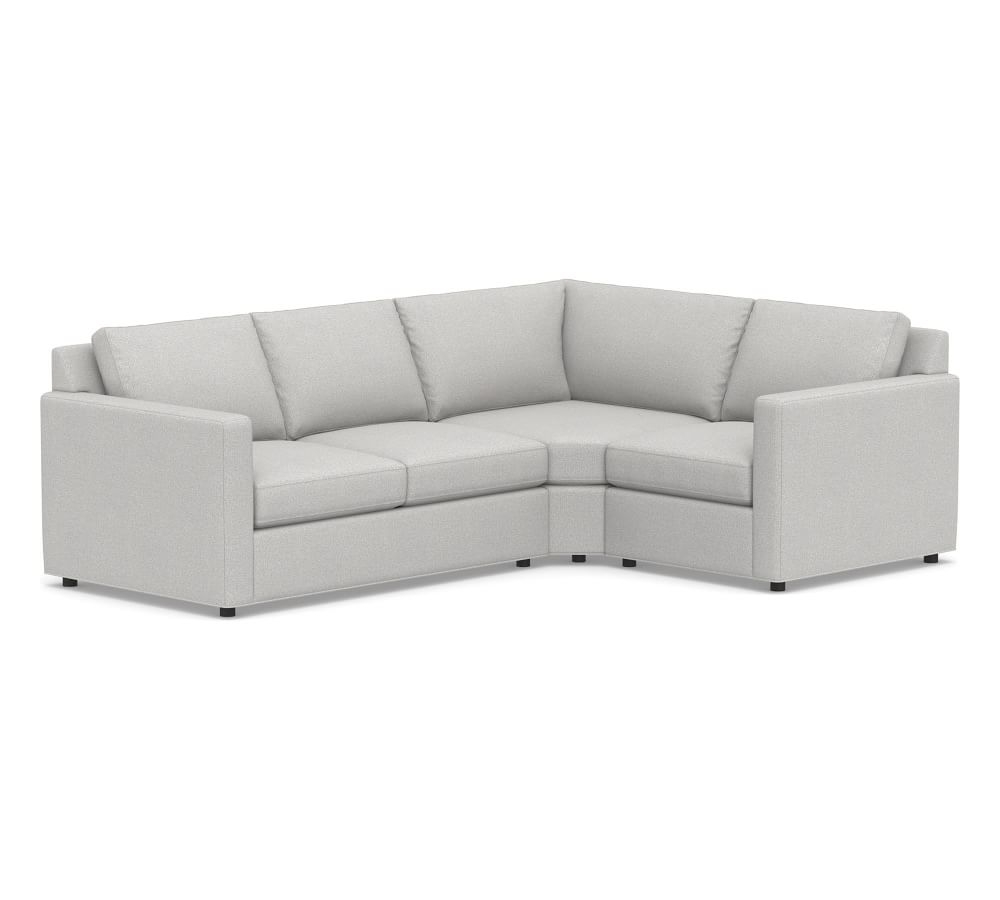Sanford Square Arm Upholstered Left Arm 3-Piece Wedge Sectional, Polyester Wrapped Cushions, Park Weave Ash - Image 0