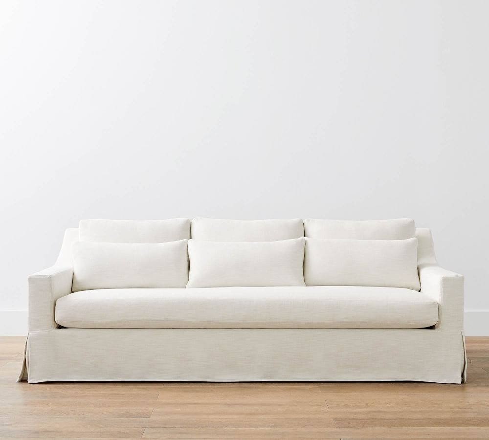 York Slope Arm Slipcovered Deep Seat Sofa 81" 3x1, Down Blend Wrapped Cushions, Performance Everydaylinen(TM) Ivory - Image 0