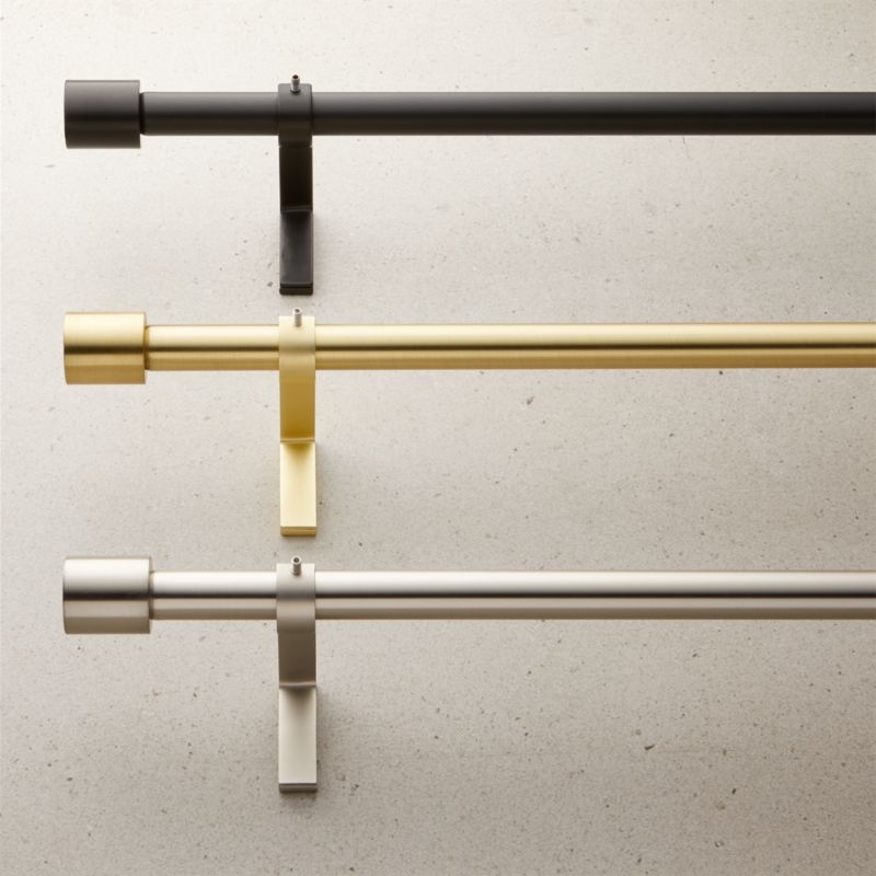 Brushed Brass Cap Finial Curtain Rod Set 88"-120"x.75"Dia. - Image 1