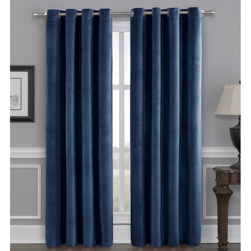 Caasi Velvet Solid Max Blackout Thermal Grommet Curtain Panels (Set of 2) - Image 1