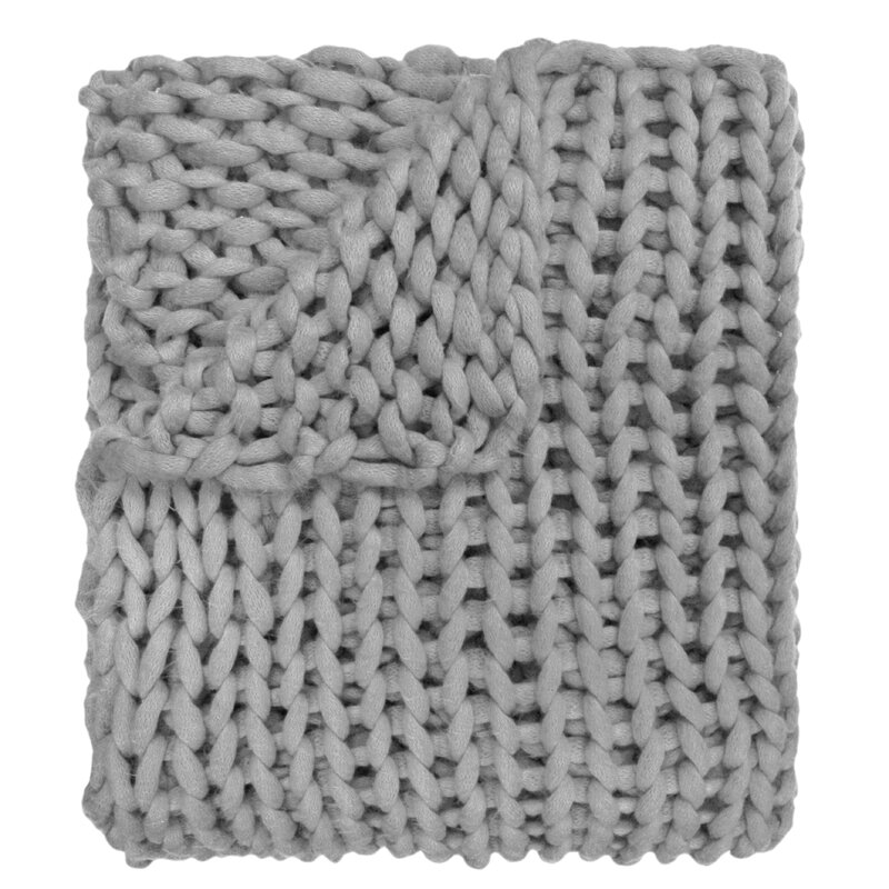 Hardwick Chunky Knitted Acrylic Throw - Gray - Image 1