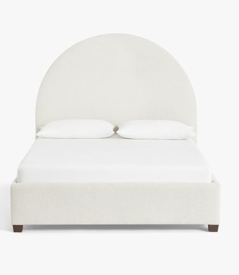 Emily Arched Upholstered Bed, King, Park Weave Ivory - Image 0