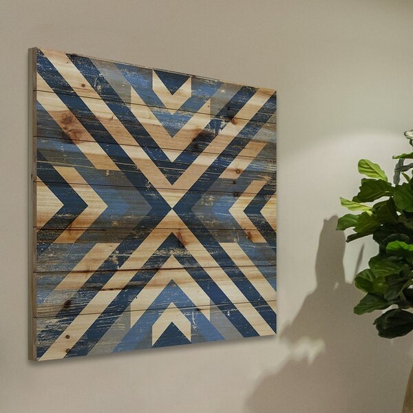 'Converging Blues' Graphic Art Print on Wood - Image 3