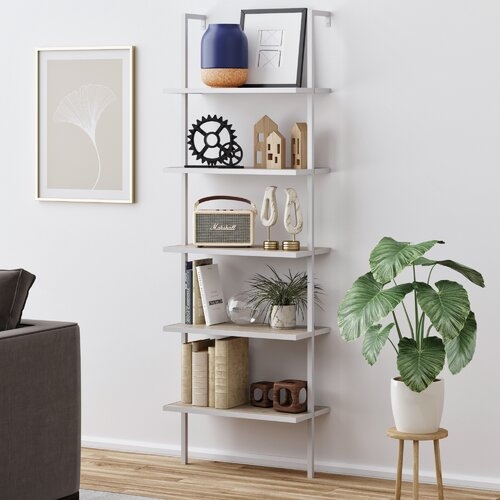 Moskowitz Ladder Bookcase, White/Gray - Image 0