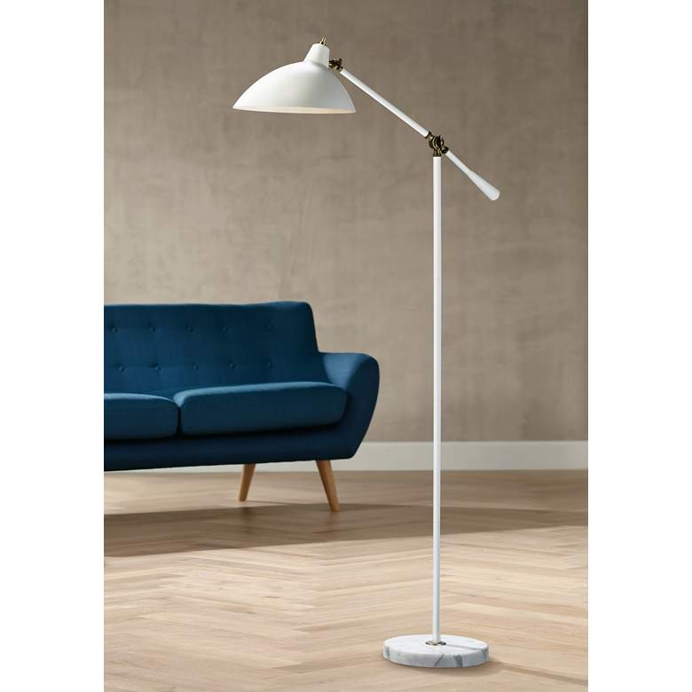 Peggy and Antique Brass Adjustable Floor Lamp white - Image 1