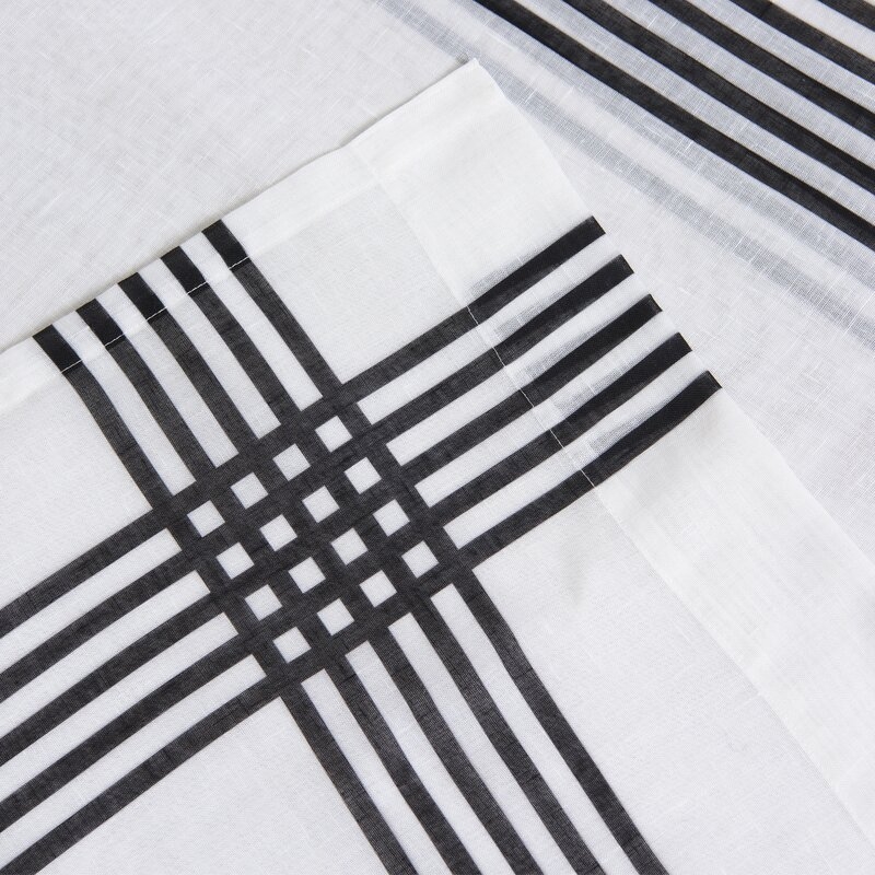 Eligah Cross Striped Semi-Sheer Tab Top Curtain Panels - set of 2 - Image 2