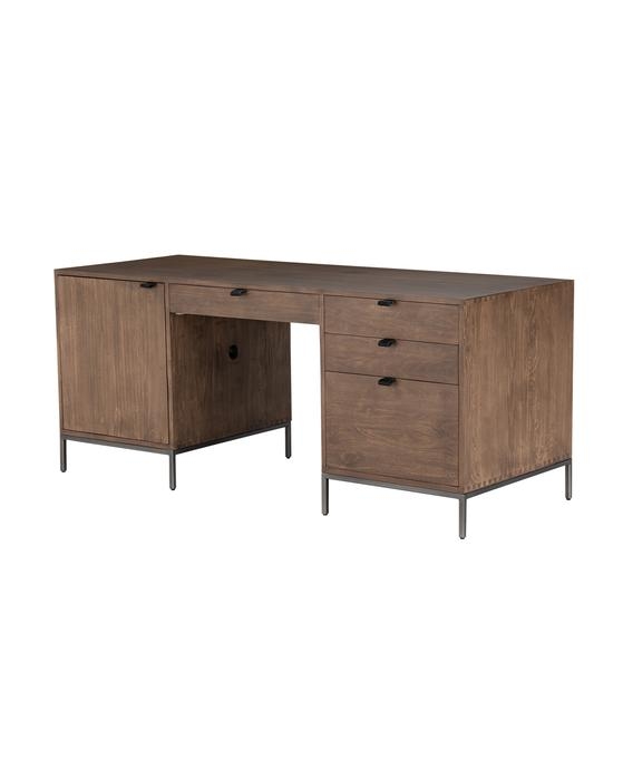 Ryker Desk- Auburn 70" L Poplar & Leather - Image 1