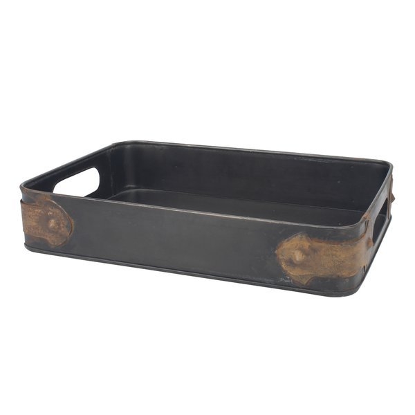Mclemore Slate Steel Tray with Rust Trin - Image 1