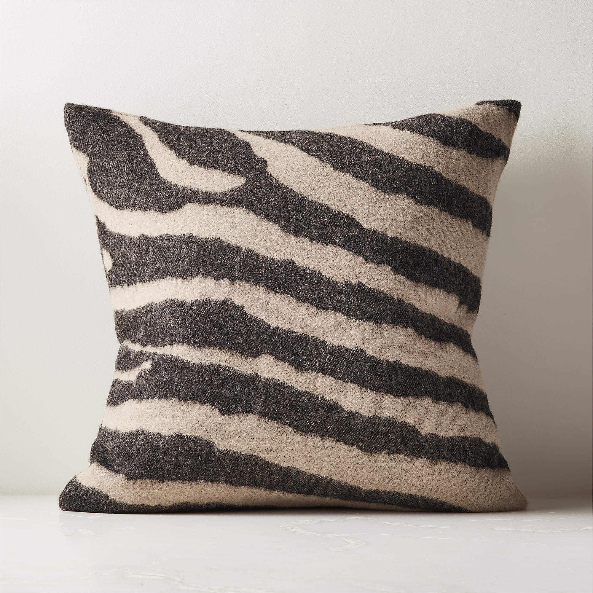 Jasira Tiger Print Wool Throw Pillow with Down-Alternative Insert 20" - Image 0
