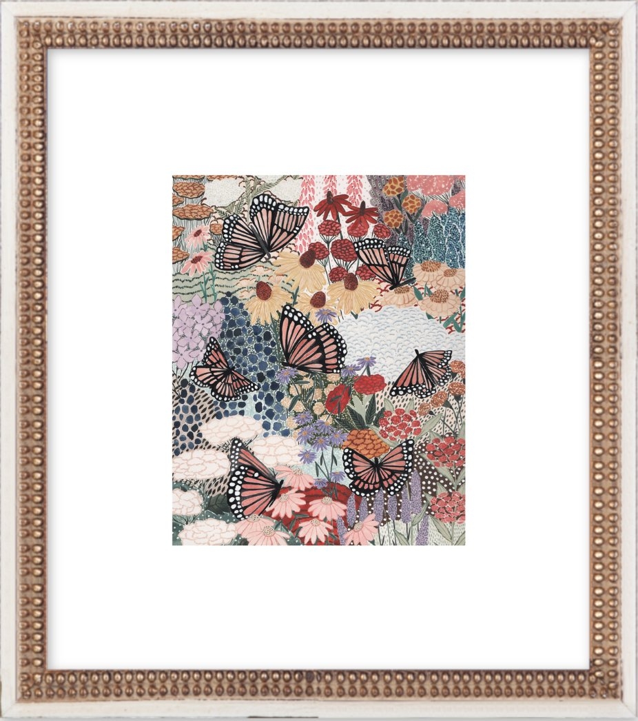 Monarch Garden 10" x 12" Distressed Cream Double Bead Wood Frame - Image 0