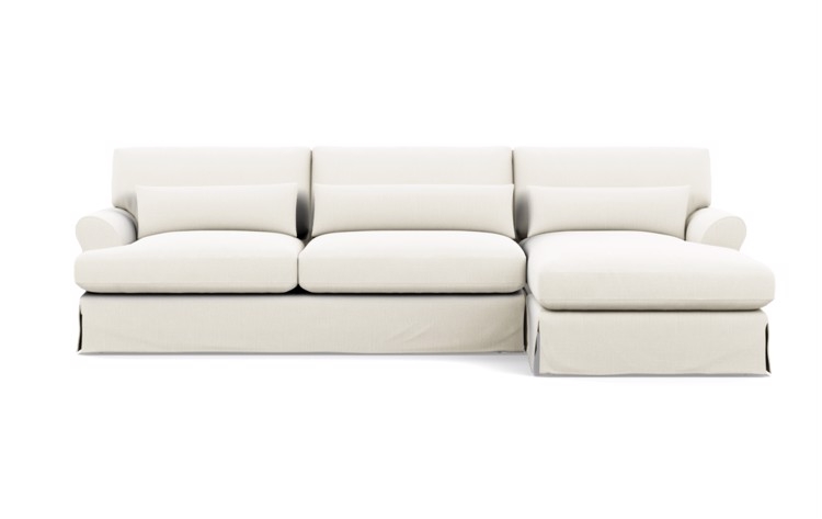 Maxwell Slipcovered Chaise Sectional in Ivory Heavy Cloth with Oiled Walnut with Brass Cap legs - Image 0