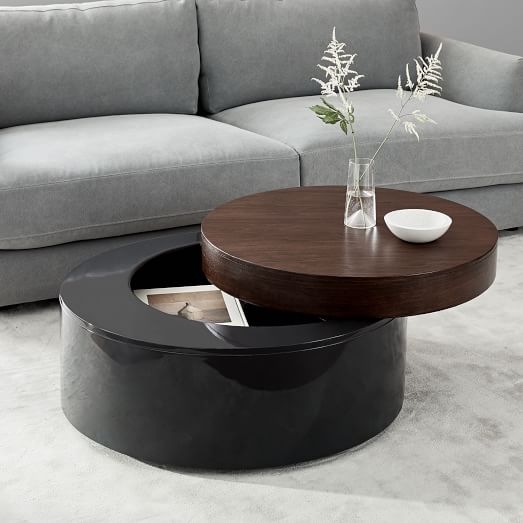 Stacked Disk Storage Coffee Table, Walnut/Anthracite - Image 5