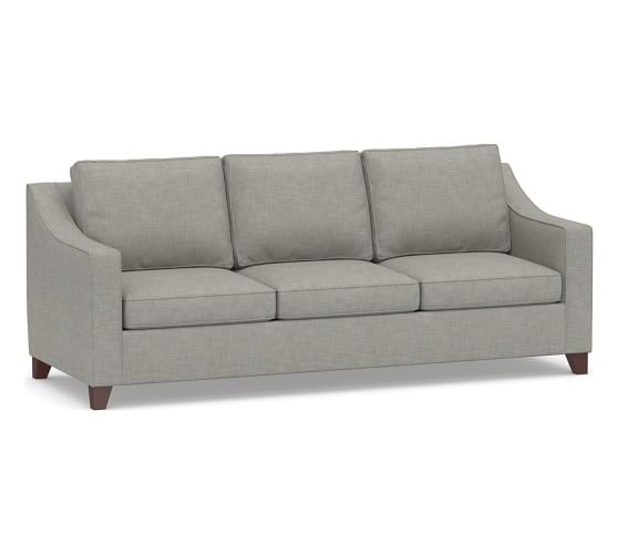 Cameron Slope Arm Upholstered Grand Sofa 95.5" 3-Seater, Polyester Wrapped Cushions, Premium Performance Basketweave Light Gray - Image 0