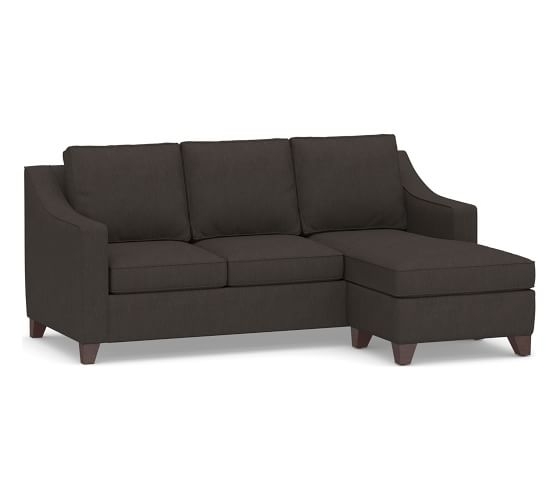 Cameron Slope Arm Upholstered Sleeper Sofa with Reversible Storage Chaise Sectional, Polyester Wrapped Cushions, Textured Twill Charcoal - Image 1