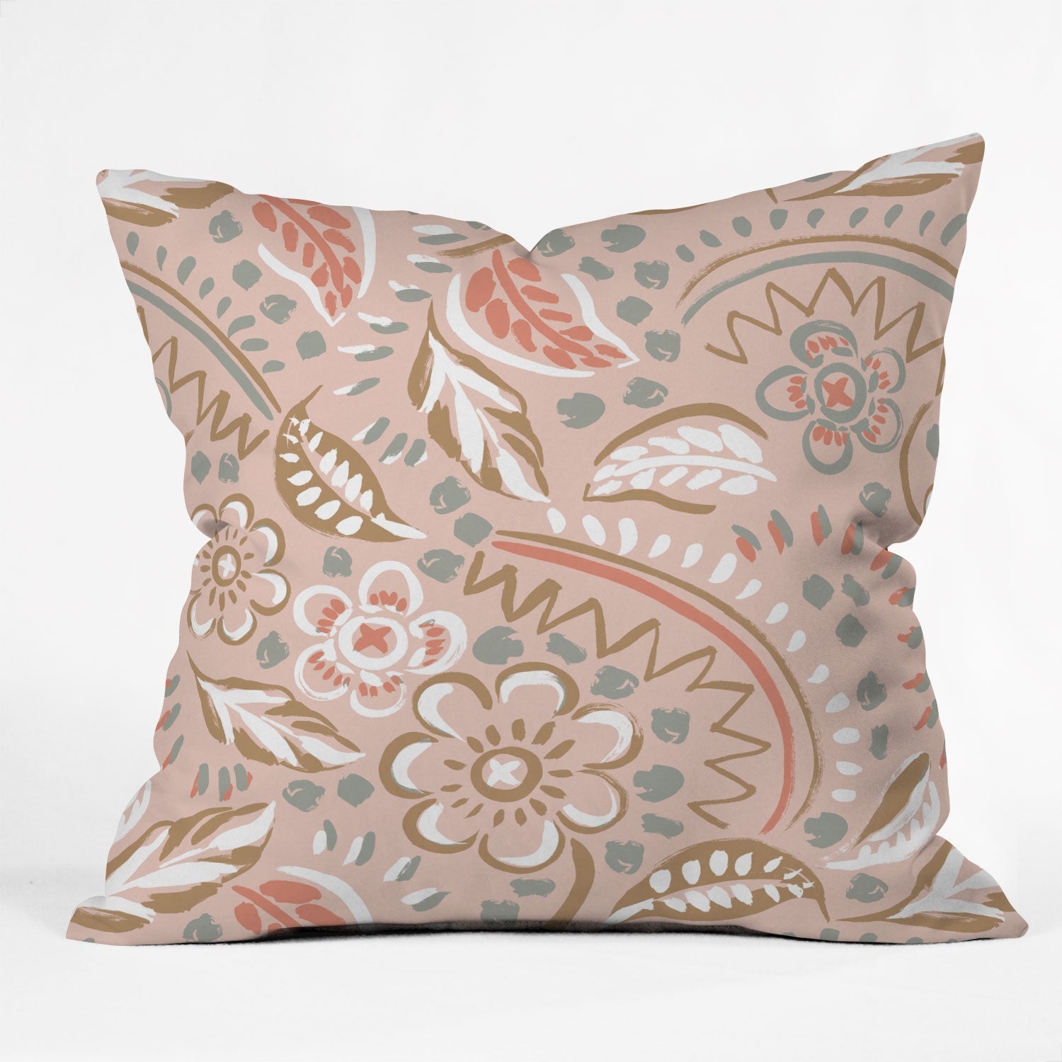 NATIVE FLORAL  BY GABRIELA FUENTE - Outdoor Throw Pillow 20" x 20" - Image 0