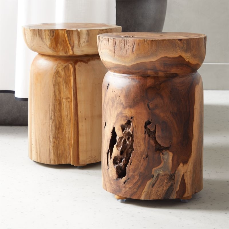 Teak Natural Round Bathroom Stool - Image 2