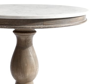 Alexandra Round Marble End Table, Gray Wash - Image 4