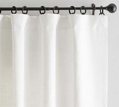 Classic Belgian Linen Blackout Curtain, White, 100 x 108" - Image 0