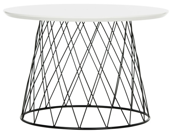 Roper Retro Mid Century Lacquer End Table - White/Black - Arlo Home - Image 1