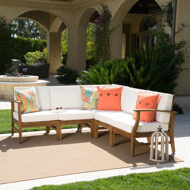 Bevelyn 24'' Wide Outdoor Symmetrical Patio Sectional with Cushions, Cream - Image 10