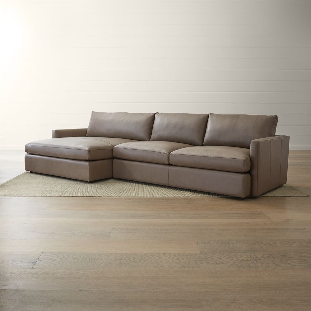 Lounge II Leather 2-Piece Left Arm Double Chaise Sectional Sofa. Lavista, Putty - Image 1