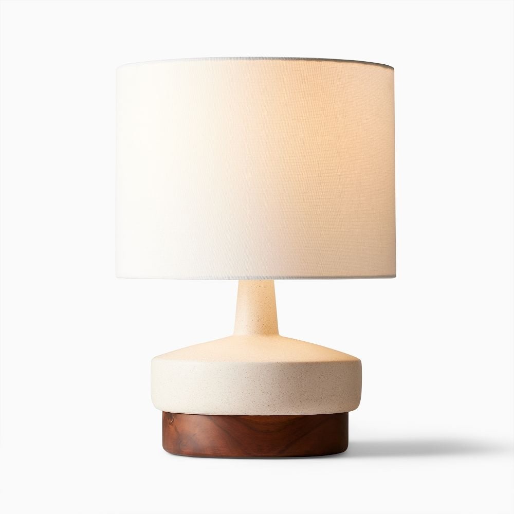 Wood and Ceramic Table Lamp White White Linen (17") - Image 2