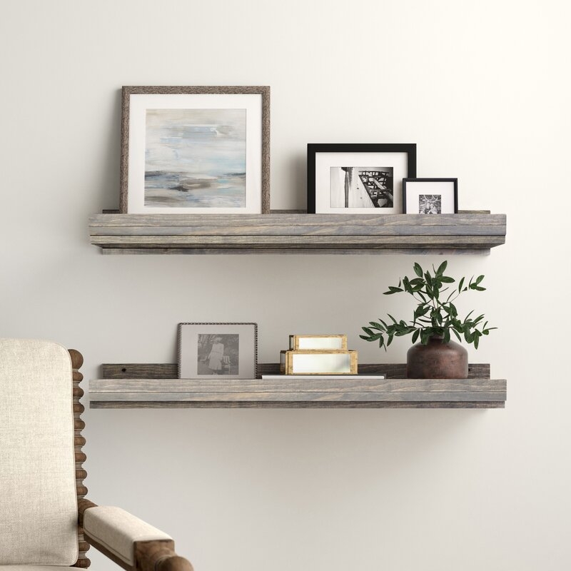 Tishie 2 Shelves 2 Piece Pine Solid Wood Floating Shelf (Set of 2) - Image 1
