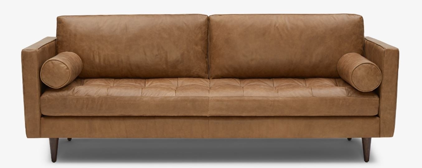 Briar Leather Sofa in Santiago Ale with Mocha wood stain - Image 0