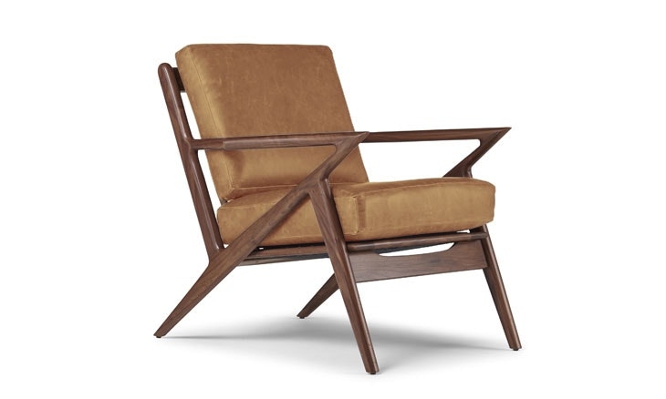 Soto Leather Chair with Colonade Sycamore Leather and Walnut Wood Legs - Image 0