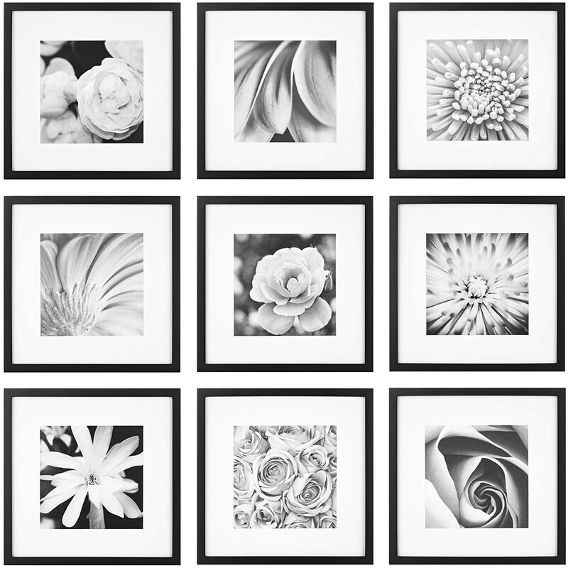 9 Piece 12" X 12" Wood Gallery Wall Frame Set - Image 0