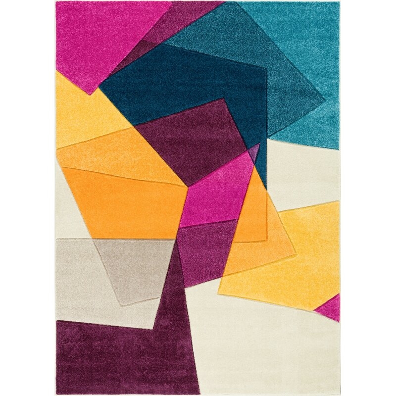 Ebern Designs Fenwick Mid-Century Modern Violet Area Rug - 8'x10' - Image 0