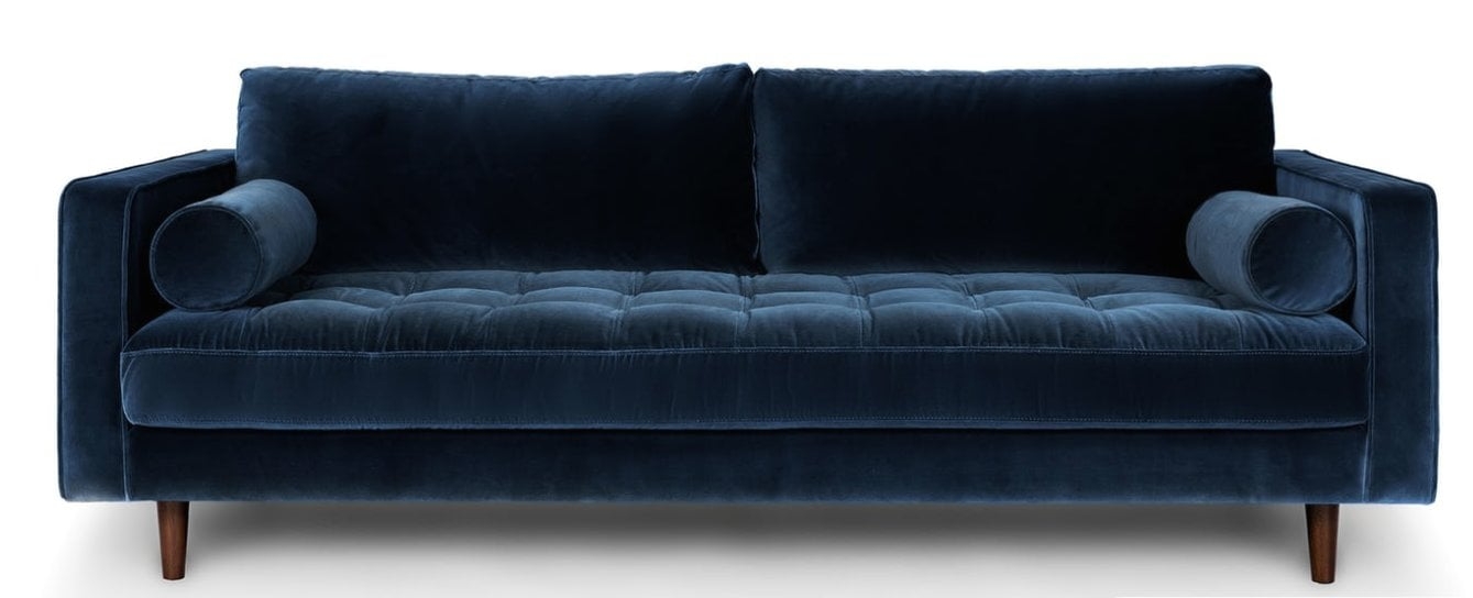 Sven 88" Tufted Velvet Sofa - Cascadia Blue - Image 0