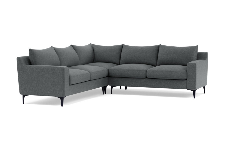 SLOAN Corner 4-Seat Sectional Sofa - Nimbus Performance Weave - Matte Black Solan L Leg - Image 0