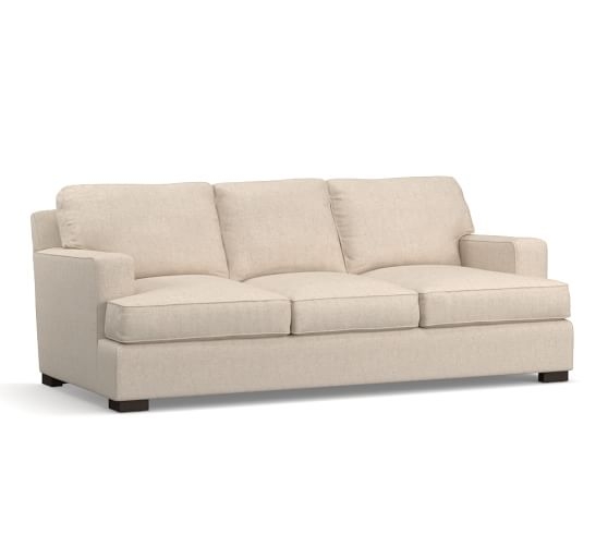 Townsend Square Arm Upholstered Sofa 86.5", Polyester Wrapped Cushions, Performance Everydaylinen(TM) Oatmeal - Image 0