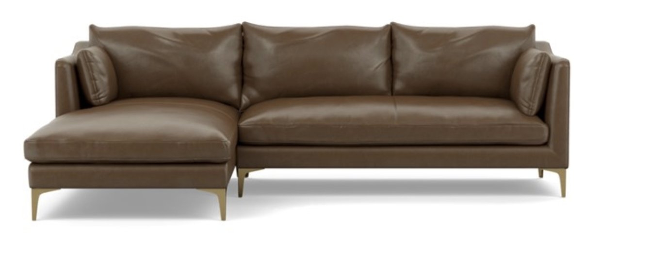 CAITLIN LEATHER BY THE EVERYGIRL Leather Sectional Sofa with Left Chaise - Pecan - Image 0