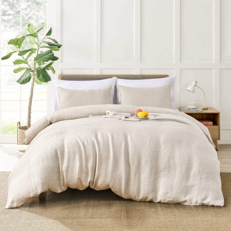 Pure Linen Herringbone Weave Duvet Cover Set - Image 0