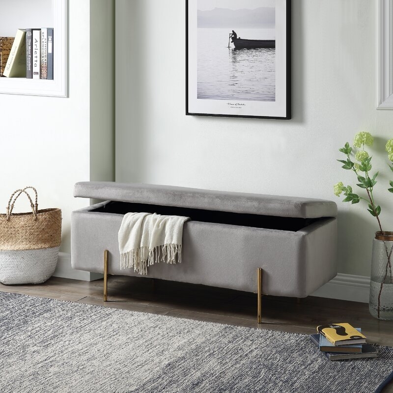 Upholstered Flip Top Storage Bench - Image 1